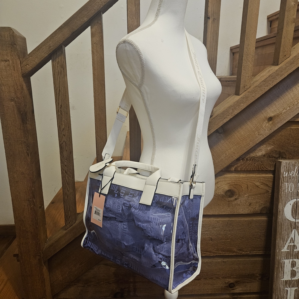 Juicy Couture Dazzeling Blue/purple Tote Bag With Cosmetic Bag